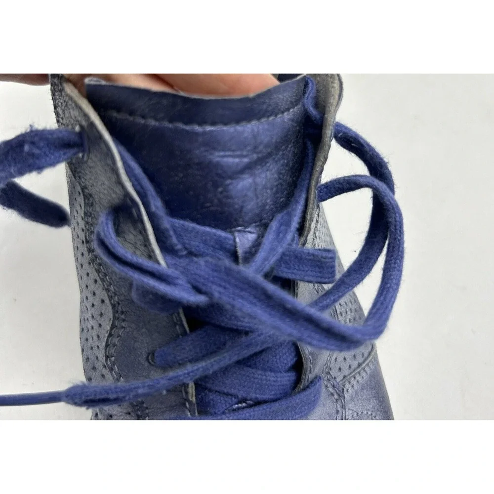 Dansko Leather Sneakers Womens 10.5 Christina Lace Up Metallic Blue EU 41 Read